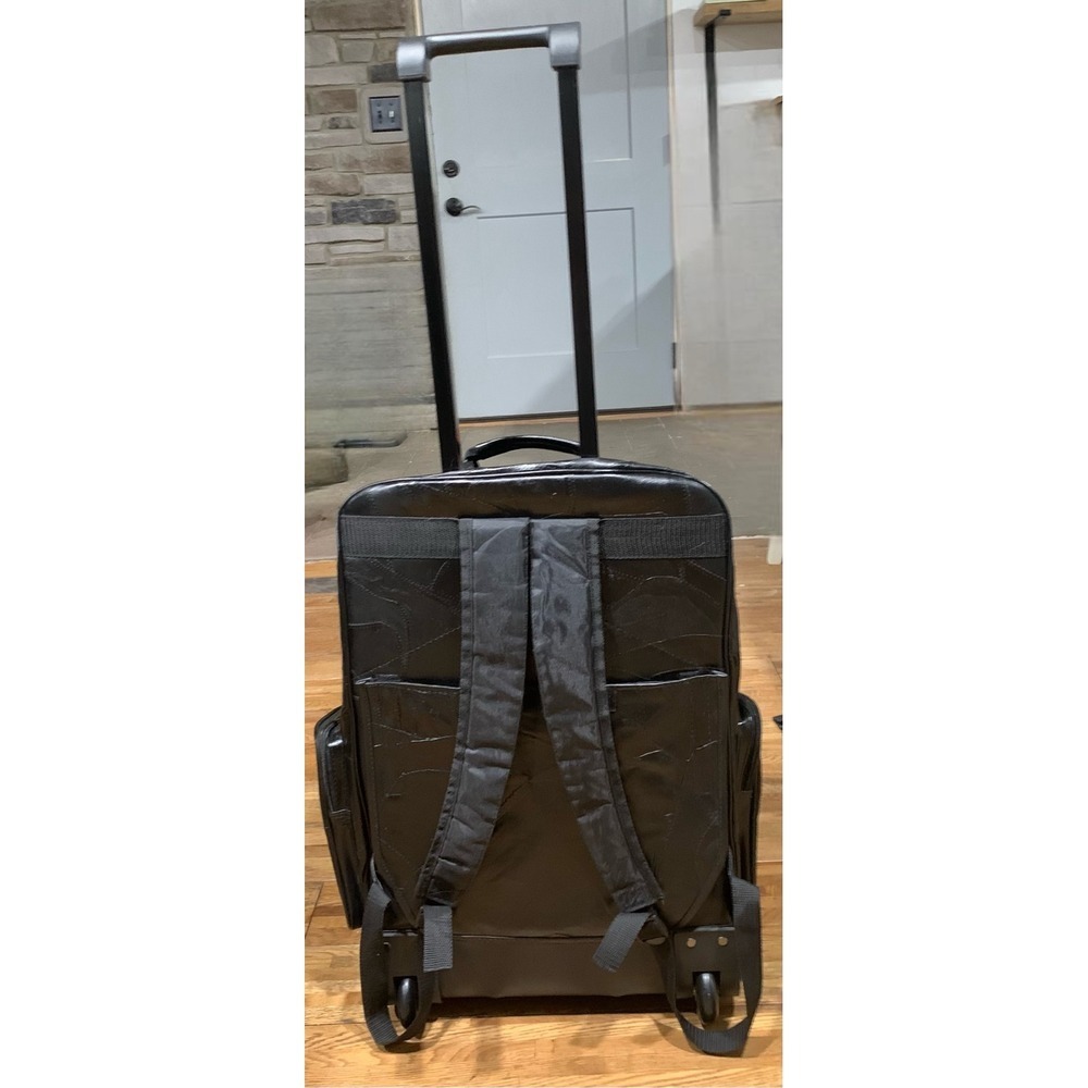 Leather Rolling Backpack Travel Bag  Luggage Vacation Office Utility - Picture 3 of 8
